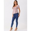 INSPIRE CHIC Women's Short Sleeve Floral Sweetheart Neck Shirred Ruffle Peasant Top - 4 of 4