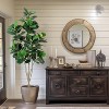 Indoor Outdoor 4FT/5FT/6FT Fiddle Leaf Fig Artificial Tree Faux Floor Plant with Black Planter Pot - 2 of 4