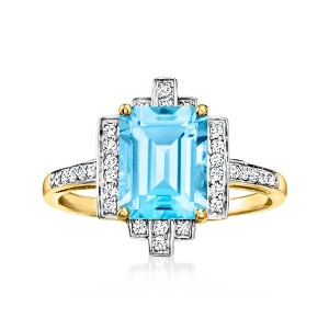 Ross-Simons 2.80 Carat Swiss Blue Topaz and .15 ct. t.w. Diamond Ring in 14kt Yellow Gold - 1 of 4