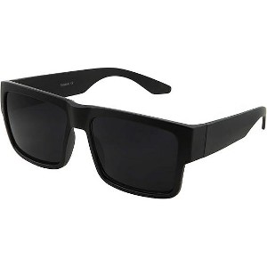 grinderPUNCH Square Black Super Dark Sunglasses  Men Women  Stylish Modern Model Gangster (Black) - 1 of 3