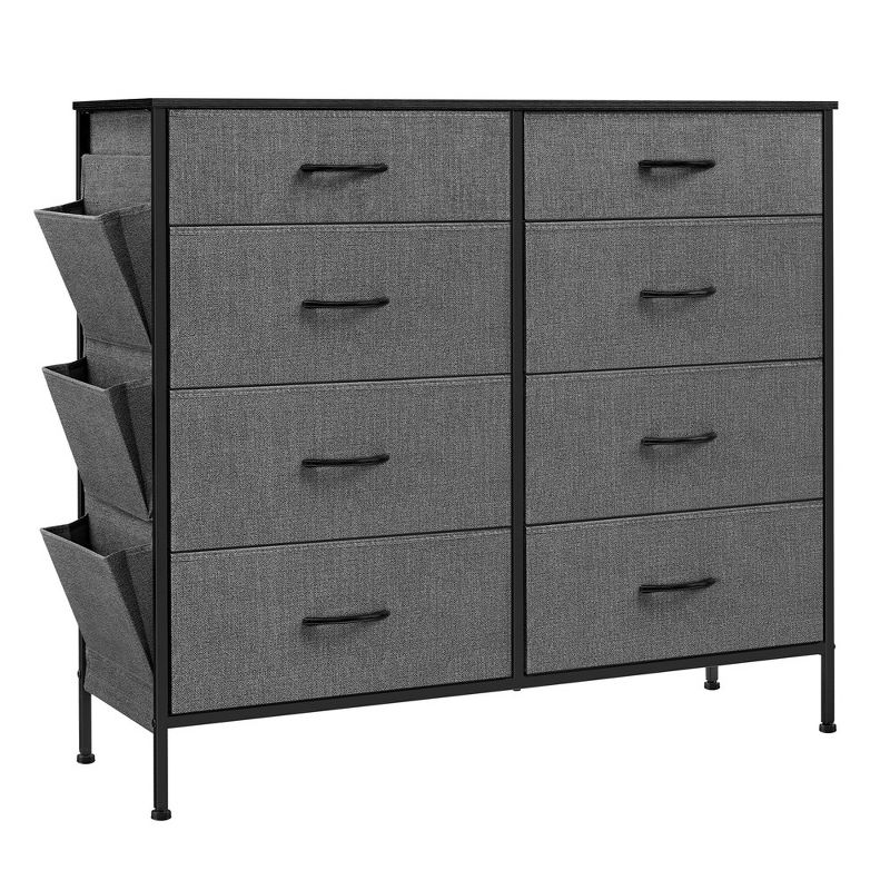 SONGMICS 8 Dresser for Bedroom, Chest Side Pockets, Drawer Dividers, Fabric Storage Organizer for Closet, Charcoal Slate Gray, 1 of 10