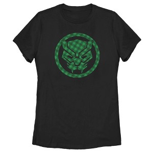 Women's Marvel St. Patrick's Day Lucky Black Panther Mask T-Shirt - 1 of 4