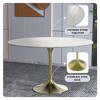 LeisureMod Verve 48" Round Dining Table, Modern Stone Top Dining Table with Brushed Gold Stainless Steel Pedestal Table Base - 2 of 4