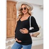 Women's Maternity Tops Casual V Neck Sweaters Puff Long Sleeve Ribbed Knit Fall Pregnancy Babydoll Pullover Sweater - 2 of 4