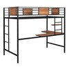 DOMETOUR Twin Metal Loft Bed with Desk and Shelve,Black - 4 of 4