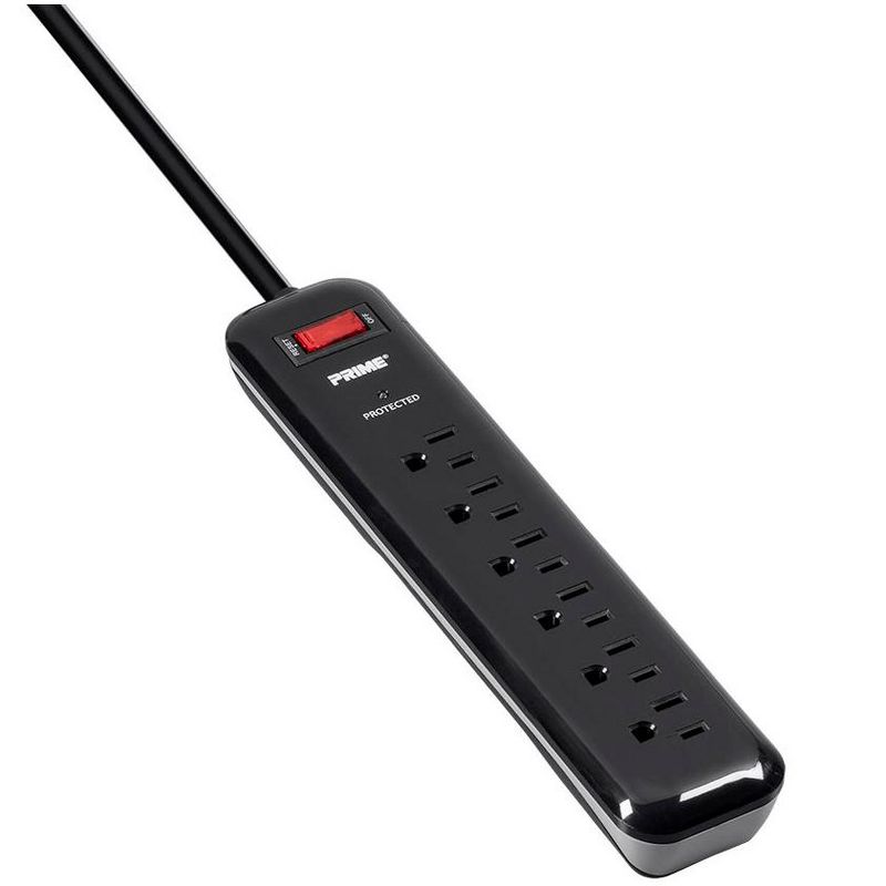 Monoprice Power & Surge - 6 Outlet Surge Protector Power Strip with Low-Profile Plug - 4 Feet Cord - Black | 1000 Joules, 15A / 125V / 1875W, 3 of 6