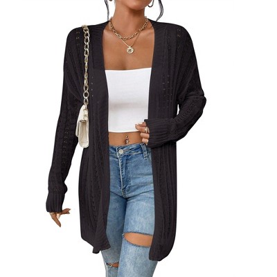 BLUEMING Womens Long Sleeve Lightweight Open Front V-Neck Casual Cardigan Sweaters Outerwear