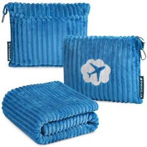 PAVILIA Travel Blanket Pillow Soft Bag Pockets, Airplane Plane Flight Car Essentials Compact Set Packable, Travelers Accessories Gifts - 1 of 4