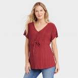 Short Sleeve Plisse Maternity And Beyond Shirt - Isabel Maternity by Ingrid & Isabel™ Maroon