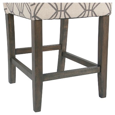 Elegant Gray Lattice 24" Wooden Counter Height Barstool