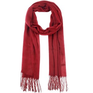 INSPIRE CHIC Gender Neutral Plain Cashmere Imitation Winter Warm Solid Color Fringe Long Scarves 1Pc - 1 of 4