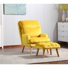 Fabric Upholstered Accent Chair with Ottoman, Click Clack Mechanism and Comfortable Seating, Oak Finish Legs, Adjustable to Five Angles - 2 of 4