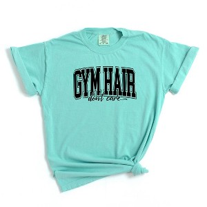 Simply Sage Market Women's Gym Hair Varsity Short Sleeve Garment Dyed Tee - 1 of 2