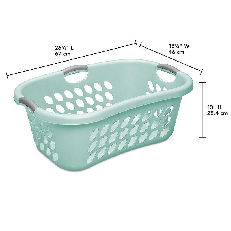 Sterilite 1.25 Bushel Ultra HipHold Laundry Basket, Plastic with Comfort Handles and Hip Hugging Curve for Easy Carrying of Clothes, Aqua, 6-Pack, 3 of 4