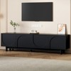 TiramisuBest Cream TV Stand with Arched Doors and Drawers for TVs up to 75 Inch Minimalist Media Console Rebound Device Iron Round Legs - 2 of 4