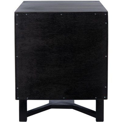 Hedwig Coastal Black & Natural Rattan 2-Drawer Nightstand