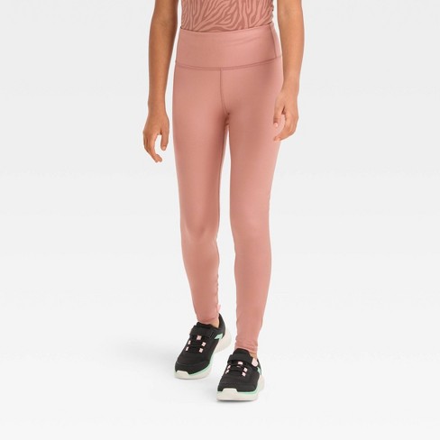 Girls' Mid-Rise Ribbed Leggings - All In Motion™ Pink L