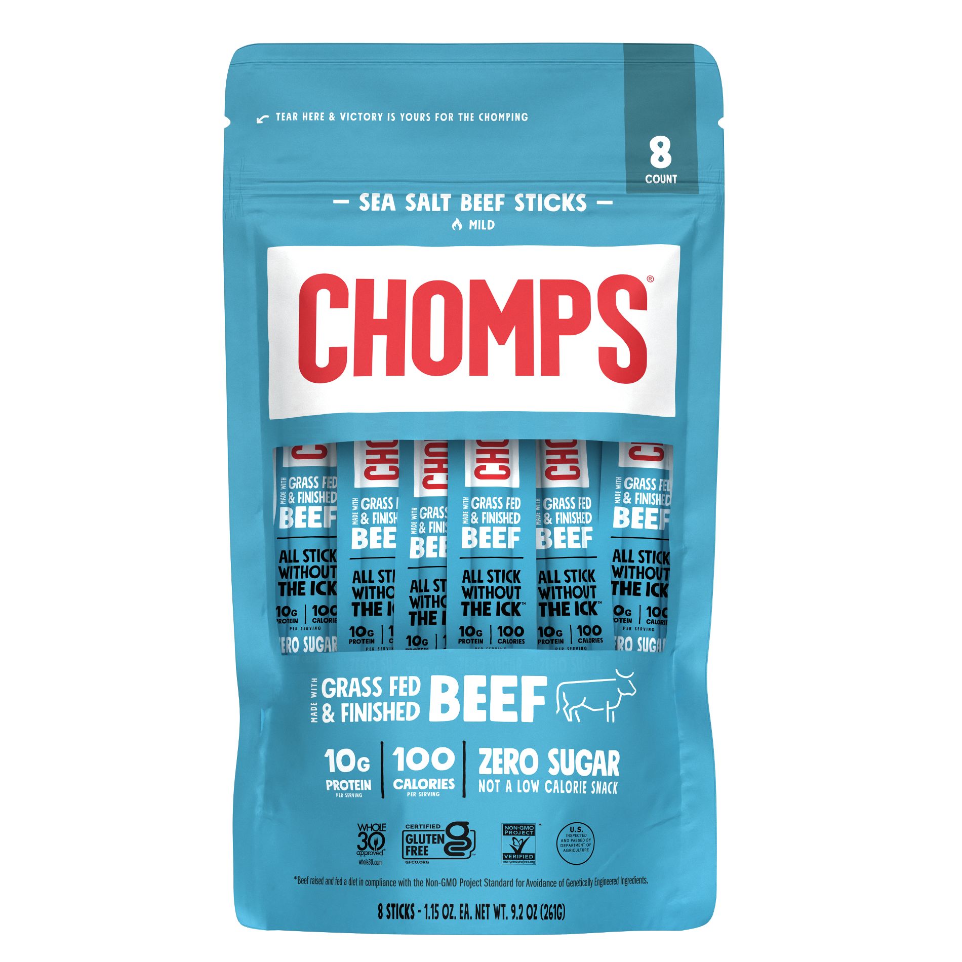 Chomps Sea Salt Beef Sticks - 9.2oz/8ct