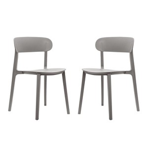 Flash Furniture Dover Set of 2 Indoor-Outdoor Stacking Patio Chairs with Curved Backrests, Commercial All-Weather Resin Chairs - 1 of 4
