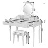 Resenkos Luxury Vanity Desk with Round Mirror,Height-Adjustable, Stylish Dressing Table Set, 4 Drawers & Stool, Silver - 3 of 4