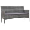 vidaXL Outdoor 3-Seater Patio Sofa - Gray Poly Rattan Durable Garden Furniture with Comfortable Cushions and Easy Maintenance - 2 of 4