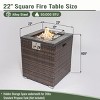 Gulches 24" Square Propane Fire Pit Table - 50,000 BTU, Marble-Patterned Tile Top Espresso Wicker Base, CSA/ETL Approved - 4 of 4