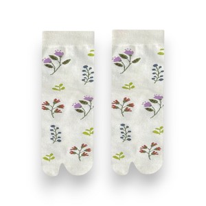 Anna-Kaci Women's 3 Pairs Floral Patterned Split-Toe Socks Soft Cotton Stretch Knit Crew Style - 1 of 4