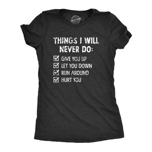 Womens Things I Will Never Do T Shirt Funny Song List Parody Tee For Ladies - Crazy Dog Women's T Shirt - 1 of 4