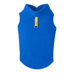 Gooby Fleece Vest, Small Dog Pullover Fleece Jacket with Leash Ring, Deep Blue, Small - 1 of 2