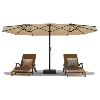 15 Ft Large Patio Umbrella With Base Included,Large Patio Umbrellas Rectangle Market Umbrella With Crank Handle