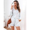 Clearlove Women Pajamas Lounge Sets Two Piece Outfit Long Sleeve Shirt And Shorts With Pockets - 2 of 4