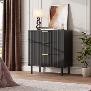 3 Drawer Dresser, 28'' Wide Chest of Drawers with Anti-Tipping Device, Wood Nightstand for Bedroom, Hallway, Entryway, Small Spaces - 1 of 4