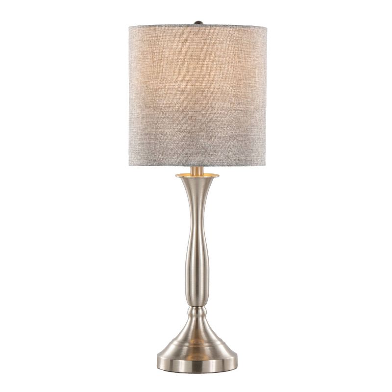 LumiSource (Set of 2) Sawyer 25&#34; Contemporary Table Lamps Brushed Nickel with Light Gray Shade and Built-in USB Port from Grandview Gallery, 3 of 9