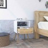GlasFlength Nightstands Modern Nightstand Bedroom Nightstand Bedside Table with Drawer Open Shelf for Living Room, White, 13.78"*15.75"*24.8" - 3 of 4