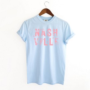 Simply Sage Market Women's Pink Nashville Short Sleeve Garment Dyed Tee - 1 of 2