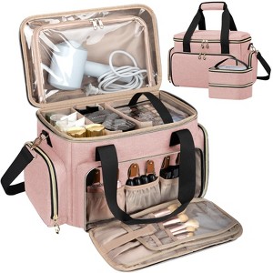 Large Makeup Bag, Portable Travel Makeup Bag Organizer with 2 Removable Pouches & Detachable Dividers - 1 of 4