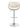 Simple Relax Faux Leather Adjustable Bar Stool in Ecru and Chrome - 3 of 4