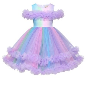 【最終値下げ】Treat Girl's tulle frill jersey Princess Twirl Rainbow Tulle Ruffle Dress Mia Belle Girls : Target