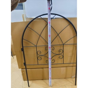 Black Wrought Iron Fence Panels, Decorative Outdoor Garden Fencing for Yard, Patio, Flower Bed Border - 1 of 2