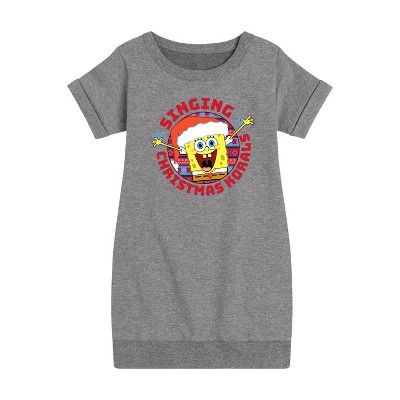 - SpongeBob SquarePants - Singing Christmas Korals Graphic Short Sleeve Fleece Dress