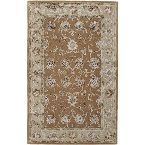 Tan And Ivory Floral Hand Tufted Area Rug - 1 of 4