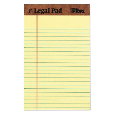 TOPS "The Legal Pad" Ruled Perforated Pads 5 x 8 Canary 50 Sheets Dozen 7501