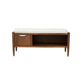 Ink+Ivy Arcadia Upholstered Cushion Accent Bench with Storage Walnut Brown