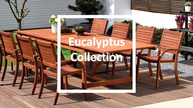 Amazonia 5pc Eucalyptus Rectangular Tonks Outdoor Patio Dining Set, 2 of 13, play video