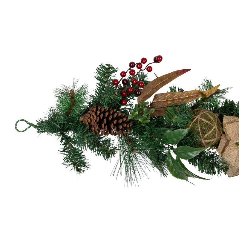 Northlight 6' x 10" Mixed Pine with Poinsettias and Berries Christmas Garland, Unlit, 4 of 7