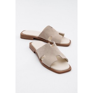 Jez - Beige Suede Leather Slide Sandal (Women) | Forever & Always Shoes - 1 of 4