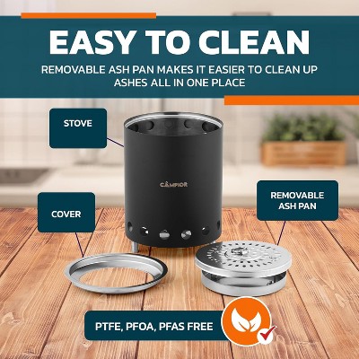 Modern Black Stainless Steel Wood-Burning Fire Pit Stove