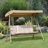 Outsunny 3 Person Outdoor Porch Swing Lounge Chair Bench with Canopy Top- Brown - 2 of 4