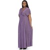 24seven Comfort Apparel Plus Size Flutter Sleeve Metallic Knit Maxi Dress Front Slit Empire Waist - 2 of 4