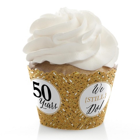 50-Pack Muffin Liners - Pink and Gold Foil Polka Dots Cupcake